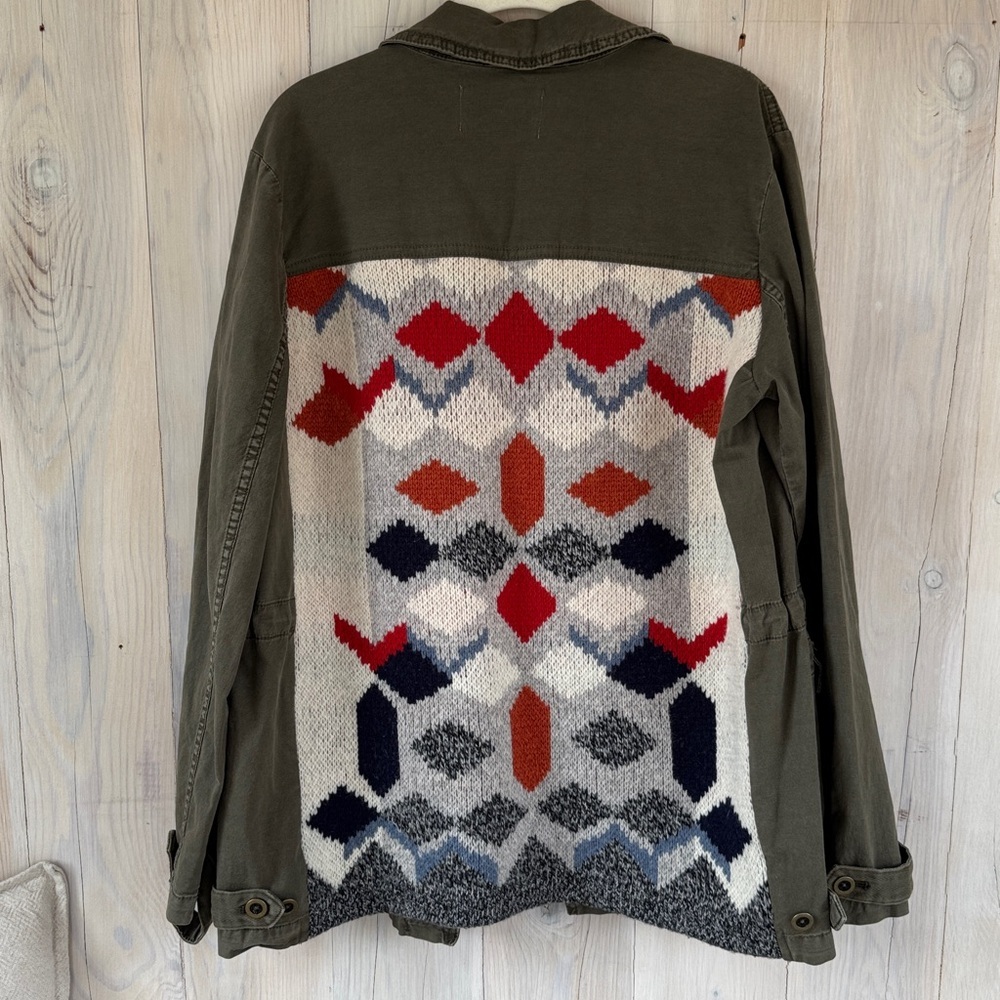 Anthropologie Jacket with Knit Wool Pattern Back Size M